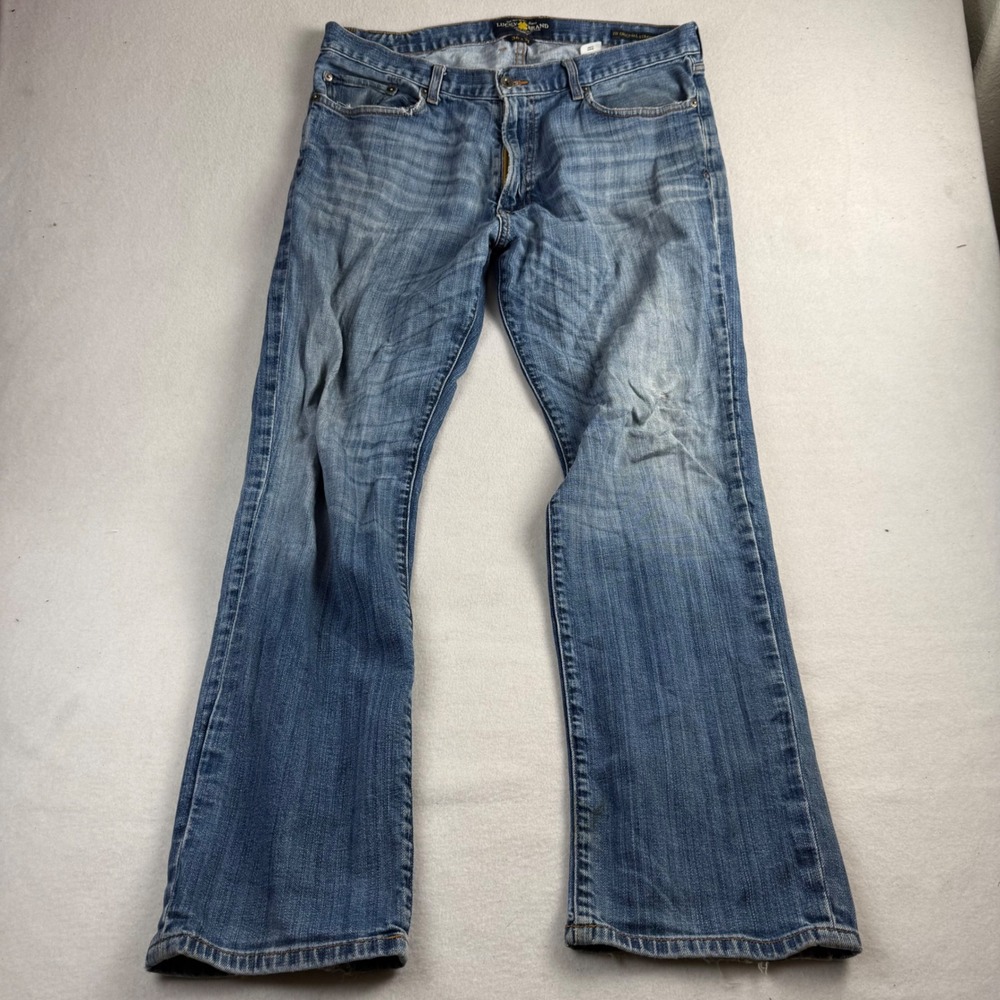 Lucky Brand 221 Original Straight Mens Jeans 36x32 Medium Wash Distressed Blue